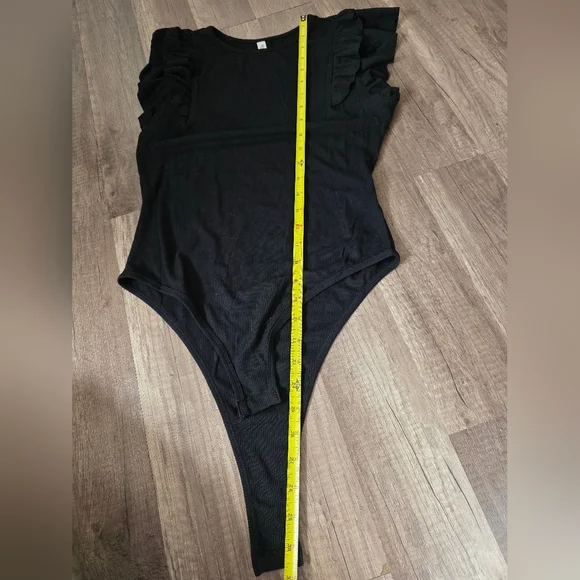 Amazon Missufe Flutter Sleeve Bodysuit Ribbed Black Skims Casual Shapewear - Picture 12 of 16